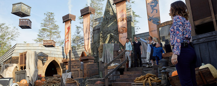 Watch as Professor Flitwick with the help of the Weasley Twins, Draco Malfoy and Luna Lovegood reveal the new Universal rollercoaster (Photo: Universal Orlando)