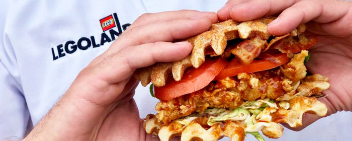 Take a bite of the highly anticipated cinnamon waffle BLT at LEGOLAND's new Kick' n Chicken Co. (Photo: LEGOLAND Florida)
