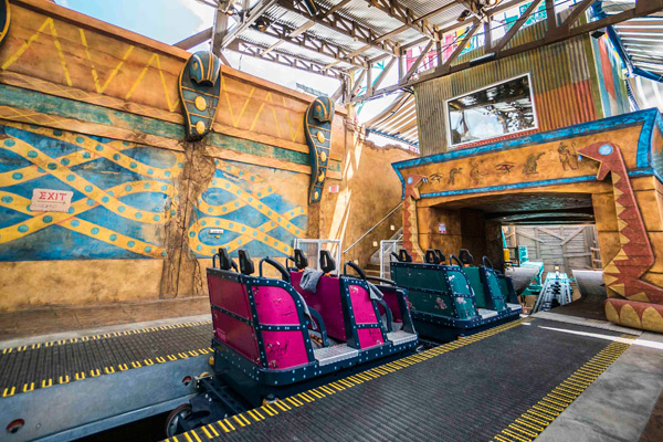The ride vehicles on Cobra&rsquo;s Curse spin freely depending on weight distribution