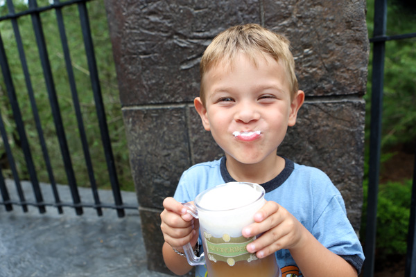 A Frozen Butterbeer on a bright summer day at The Wizarding World of Harry Potter inside Universal Orlando.